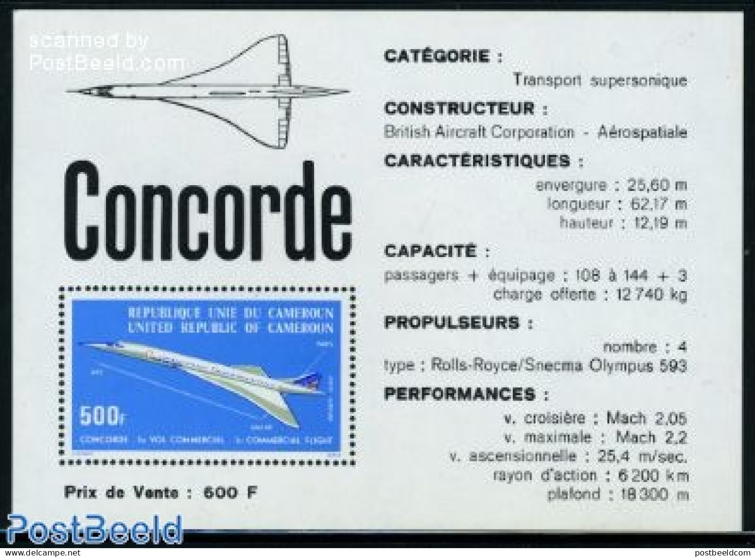 Cameroon 1976 Concorde Flight S/s, Mint NH, Transport - Concorde - Aircraft & Aviation - Concorde
