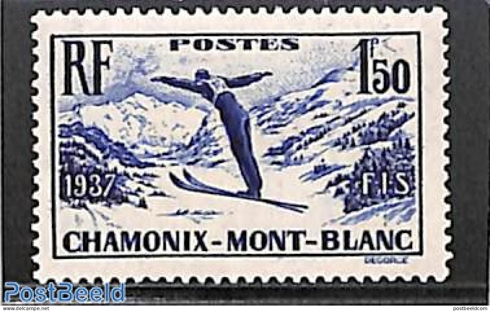France 1937 Skiing Chamonix 1v, Mint NH, Sport - Skiing - Sport (other And Mixed) - Ungebraucht