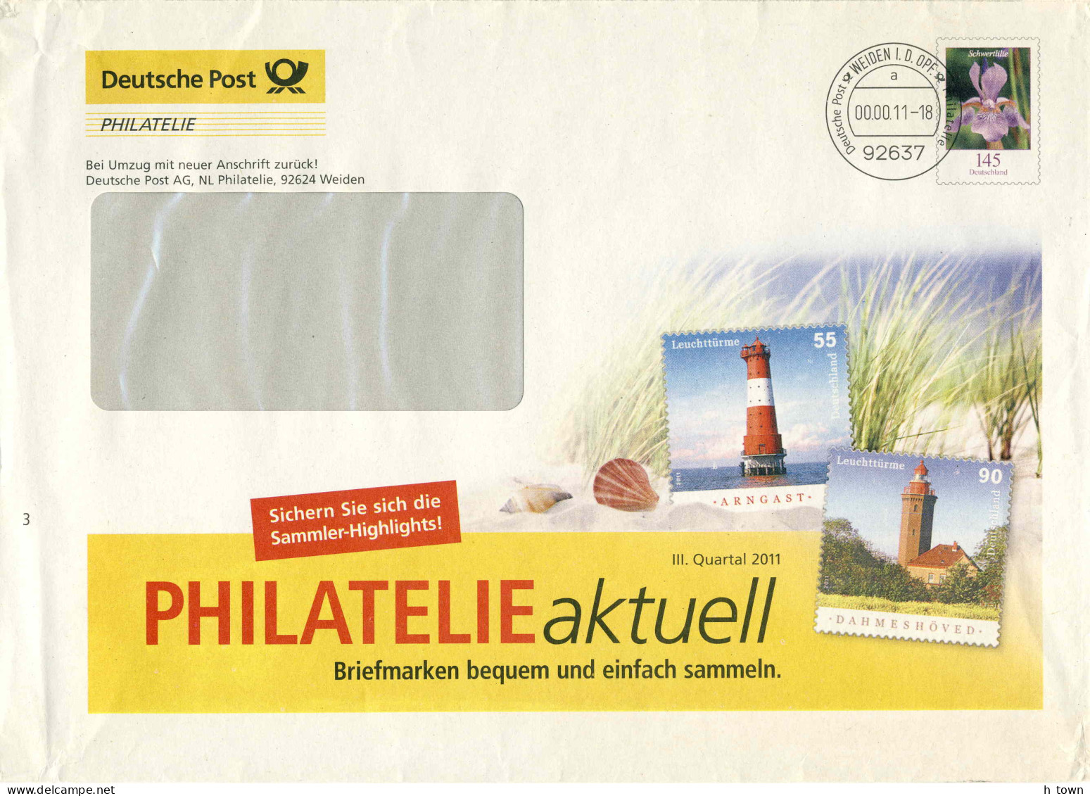 228  Coquillage, Phare: PAP D'Allemagne, 2011 - Lighthouse, Shell Postal Stationery Cover From Germany. Light House - Coneshells