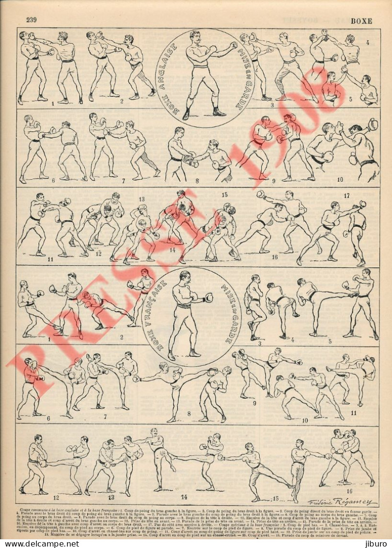 Planche1908 (Frédéric Régamey) Sport Boxe Anglaise & Française Boxeur + Pierre-Augustin Boyer Né à Villiers-Saint-Benoît - Sonstige & Ohne Zuordnung