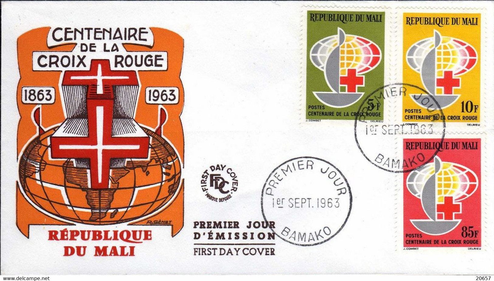 Mali 0054/56f Fdc Centenaire De La Croix-rouge - Cruz Roja