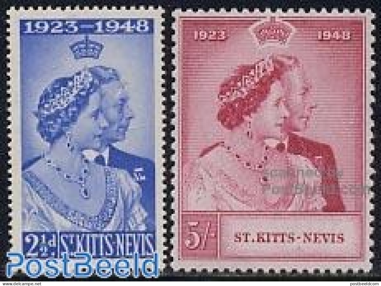 St Kitts/Nevis/Anguilla 1949 Silver Wedding 2v, Mint NH, History - Kings & Queens (Royalty) - Koniklijke Families
