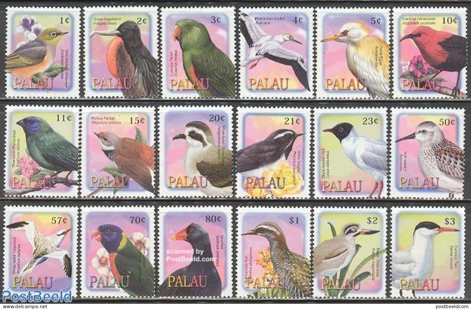 Palau 2002 Definitives, Birds 18v, Mint NH, Nature - Birds - Parrots - Other & Unclassified