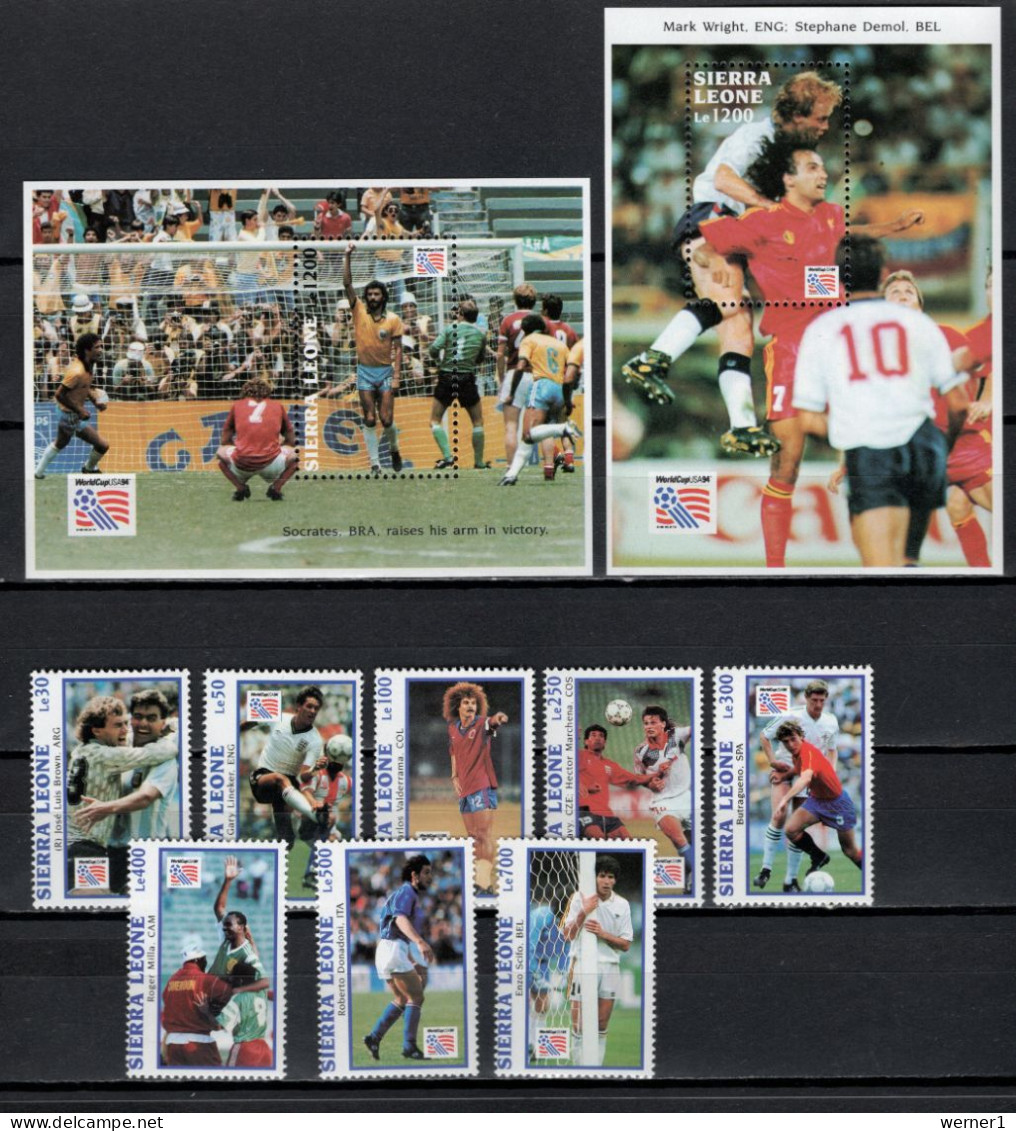 Sierra Leone 1993 Football Soccer World Cup Set Of 8 + 2 S/s MNH - 1994 – USA