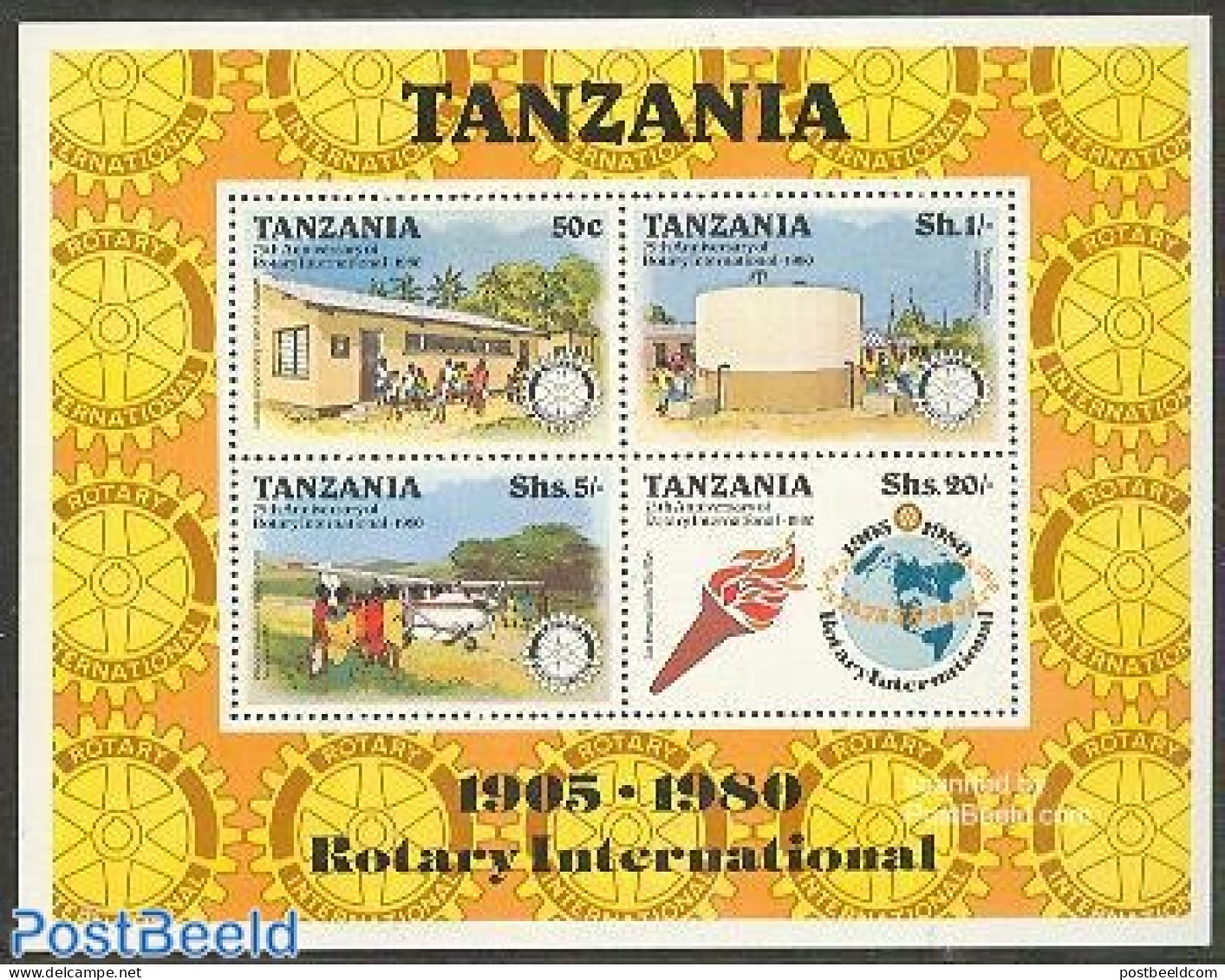Tanzania 1980 Rotary Club S/s, Mint NH, Health - Nature - Transport - Various - Health - Water, Dams & Falls - Aircraf.. - Airplanes