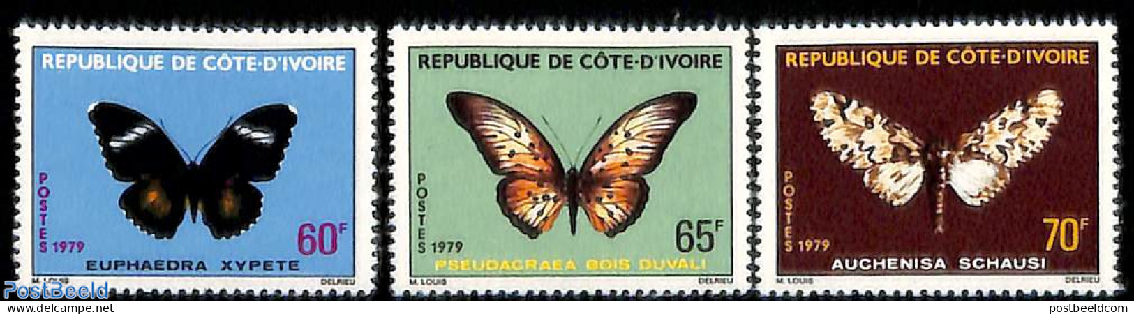 Ivory Coast 1979 Butterflies 3v, Mint NH, Nature - Butterflies - Neufs