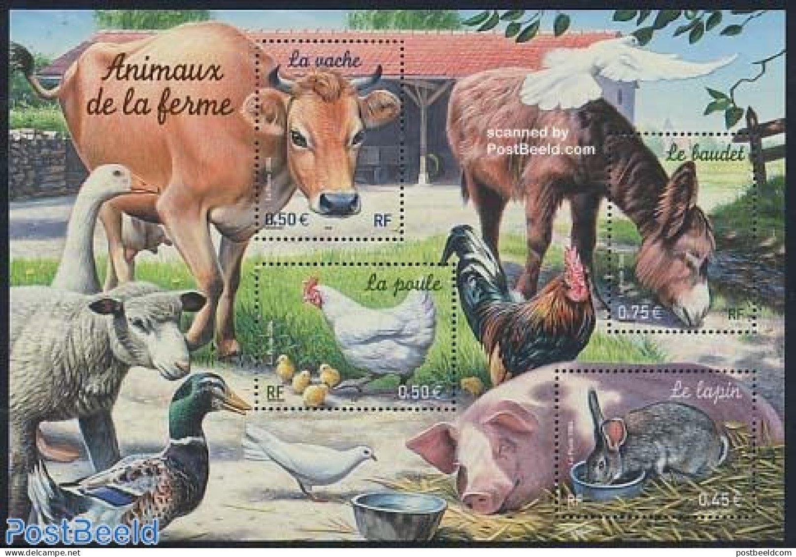 France 2004 Farm Animals S/s, Mint NH, Nature - Birds - Cattle - Ducks - Poultry - Rabbits / Hares - Neufs
