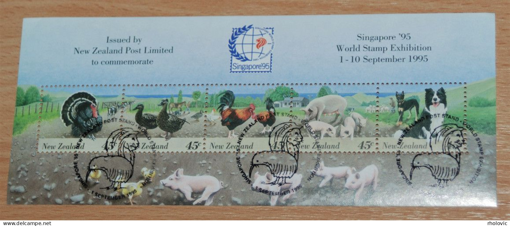 NEW ZEALAND 1995, Farm, Dogs, Pigs, Domestic Animals, Fauna, Mi #B51, Used - Autres & Non Classés