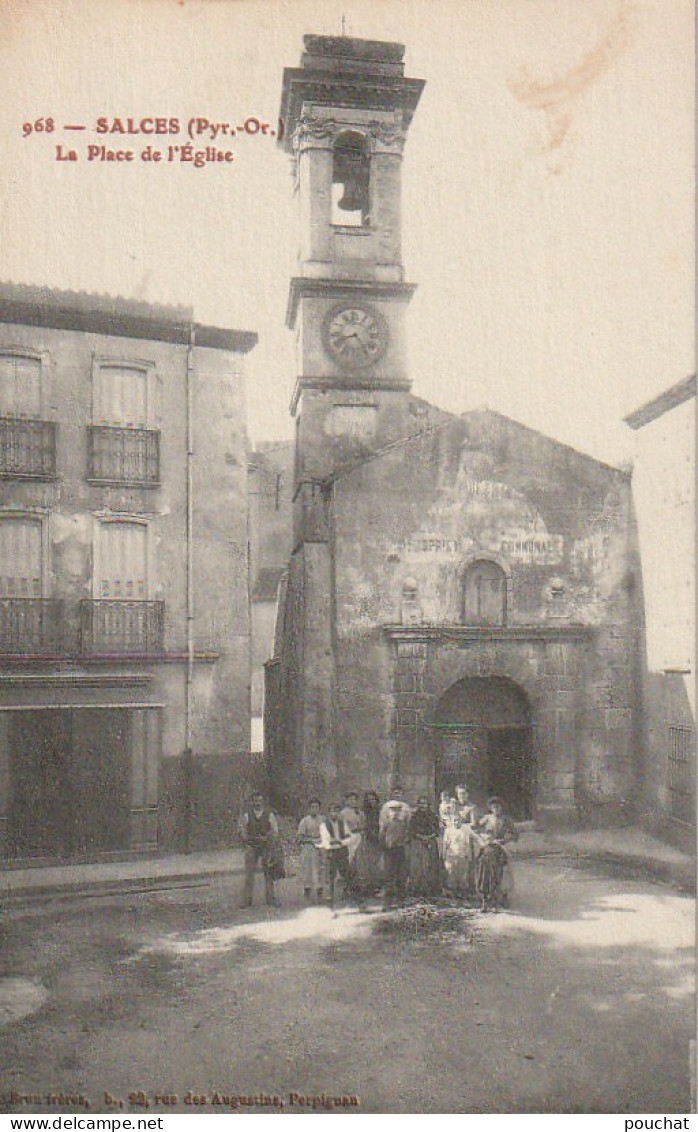 TE 16-(66) SALCES (SALSES ) - LA PLACE DE L' EGLISE  - VILLAGEOIS - 2 SCANS - Salses