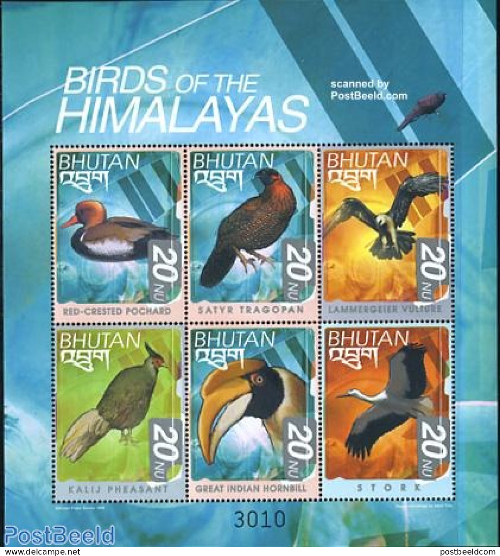 Bhutan 1999 Birds 6v M/s, Red-crested Pochard, Mint NH, Nature - Birds - Ducks - Bhoutan