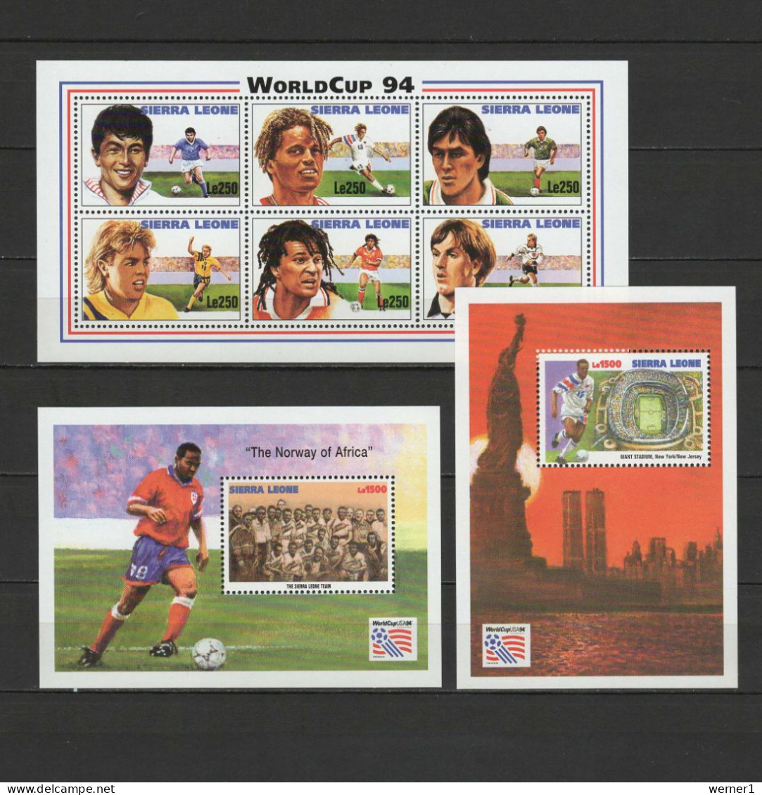 Sierra Leone 1994 Football Soccer World Cup Sheetlet + 2 S/s MNH - 1994 – USA