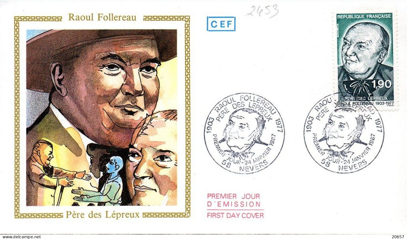 France 2453 Fdc Lépre, Raoul Follereau - Disease