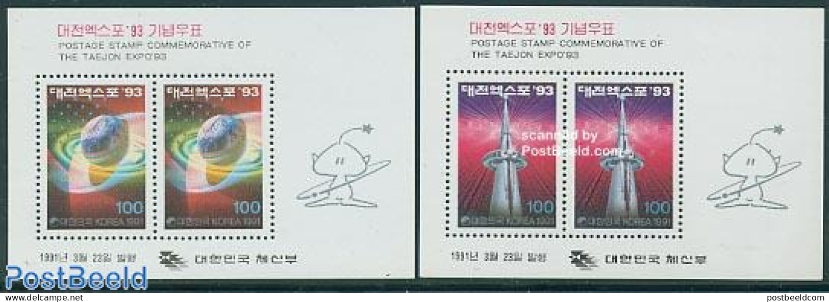 Korea, South 1991 Expo 93 2 S/s, Mint NH, Various - World Expositions - Corée Du Sud