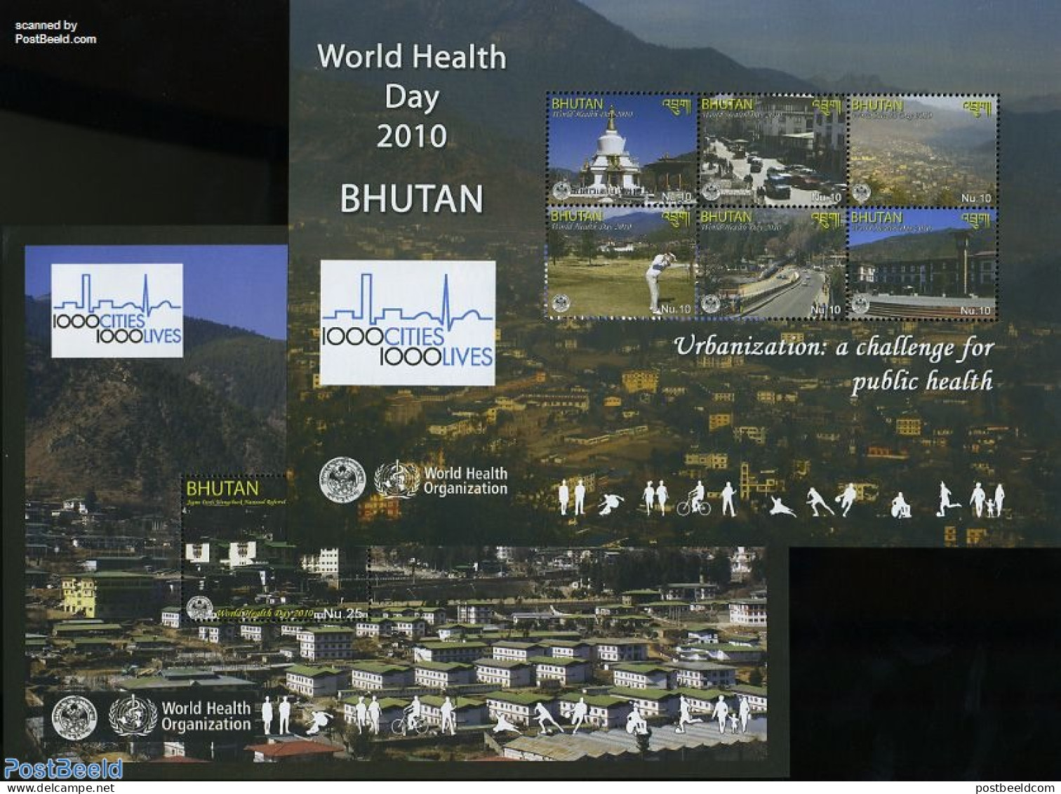 Bhutan 2010 World Health Day 2 S/s, Mint NH, Health - Sport - Transport - Health - Golf - Automobiles - Golf