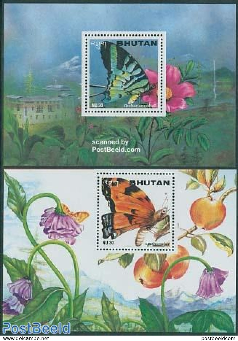 Bhutan 1996 Butterflies 2 S/s, Mint NH, Nature - Butterflies - Bhutan