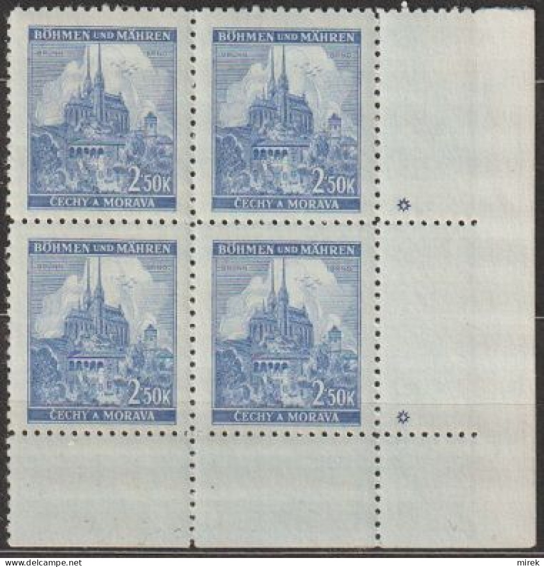 130/ Pof. 60, Dark Grey Blue; Corner 4-block, Plate Mark * - Nuevos