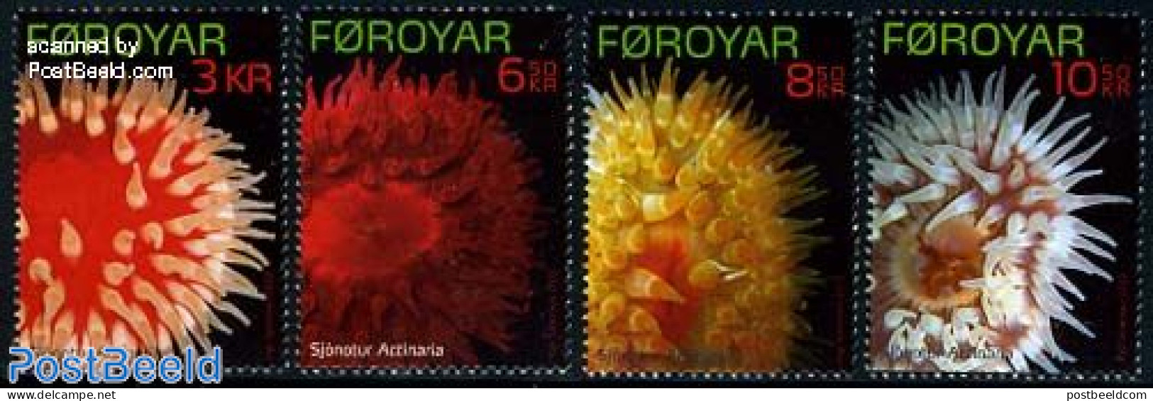 Faroe Islands 2012 Sea Anemones 4v, Mint NH, Nature - Other & Unclassified