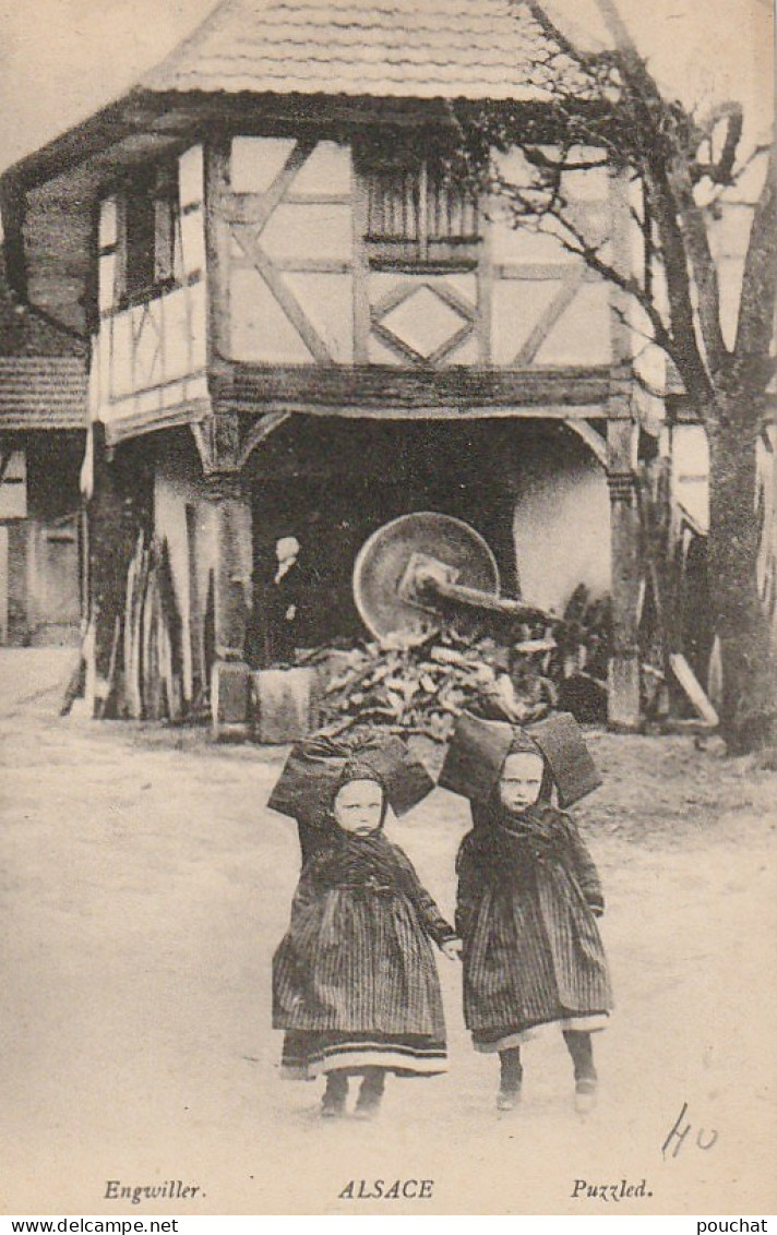 TE 19-(67) ALSACE  - ENGWILLER - COUPLE DE FILLETTES EN TENUE TRADITIONNELLE - 2 SCANS - Alsace