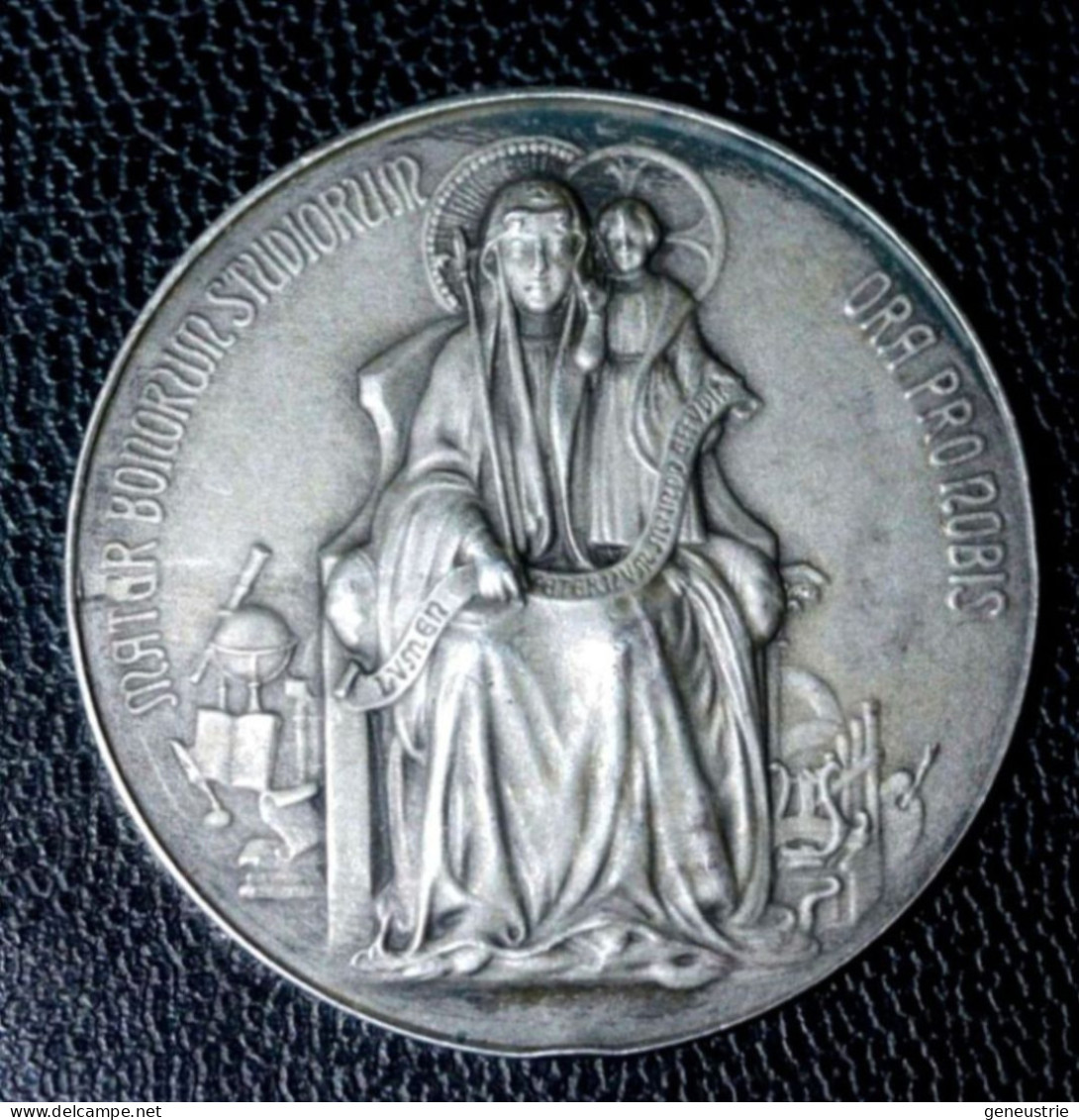 Jeton De Récompense D'école 1938 Argent Poinçonné "Sainte Marie Et Enfant Jésus" School Award - Other & Unclassified