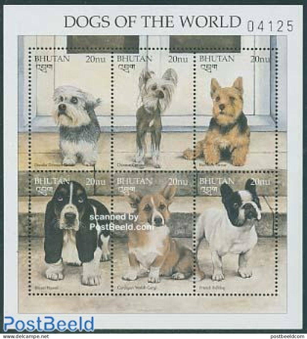 Bhutan 1997 Dogs 6v M/s, Mint NH, Nature - Dogs - Bhoutan