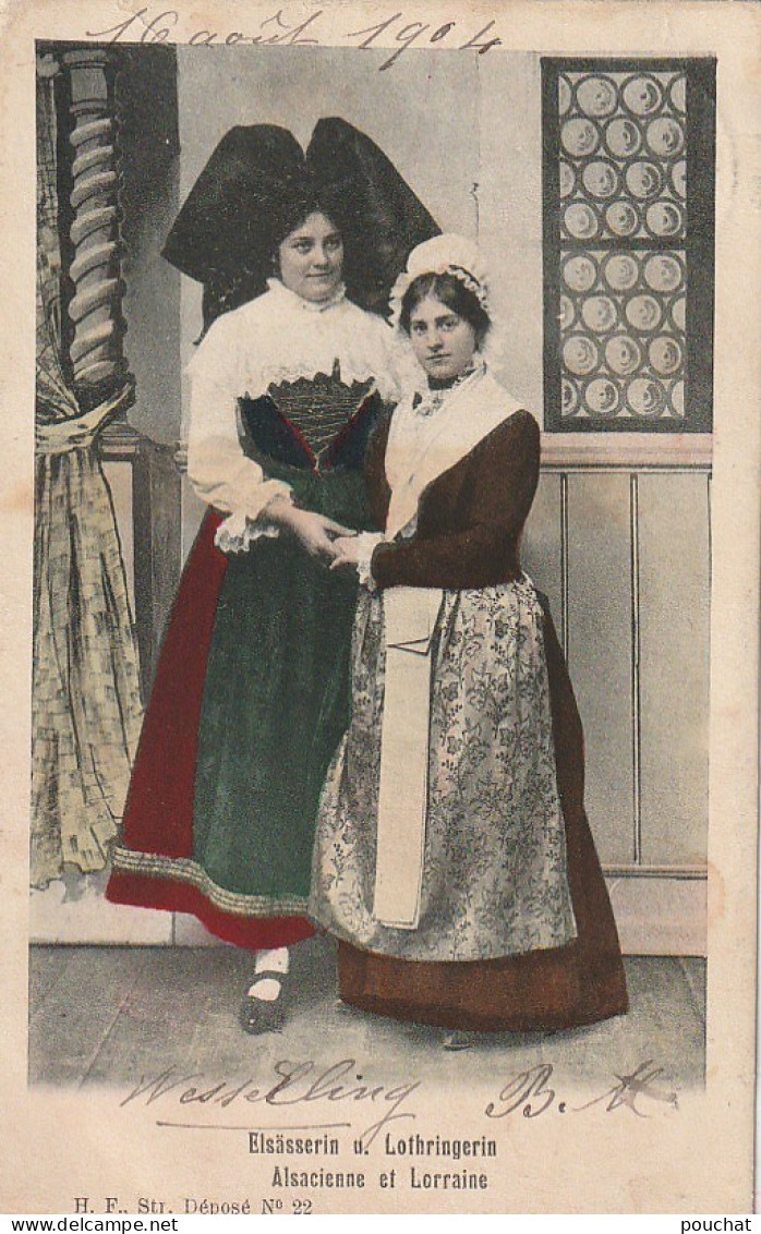 TE 19- ELSASSERIN UND LOTHRINGERIN - ALSACIENNE ET LORRAINE - CARTE COLORISEE - 2 SCANS - Personajes