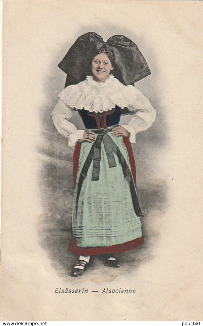 TE 19-  ELSASSERIN - ALSACIENNE - JEUNE FEMME EN TENUE TRADITIONNELLE - CARTE COLORISEE - 2 SCANS - Bekende Personen