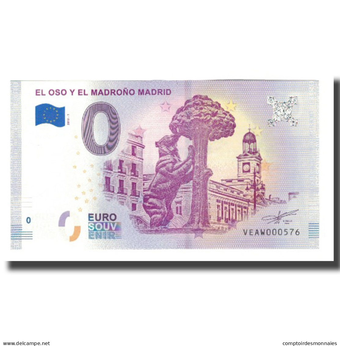 Espagne, Billet Touristique - 0 Euro, Spain - Madrid - La Statue De L'Ours Et De - Other & Unclassified
