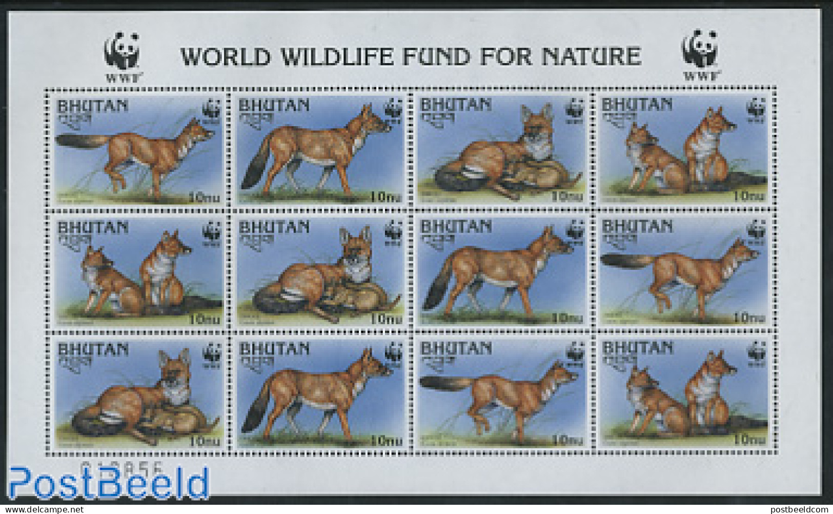 Bhutan 1997 WWF, Dhole M/s, Mint NH, Nature - Animals (others & Mixed) - World Wildlife Fund (WWF) - Bhoutan