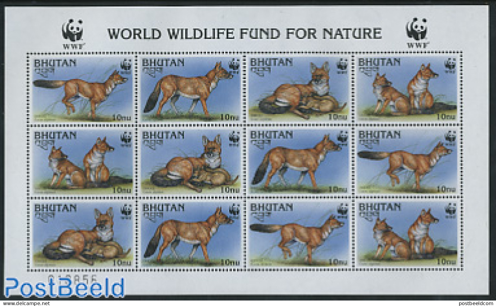 Bhutan 1997 WWF, Dhole M/s, Mint NH, Nature - Animals (others & Mixed) - World Wildlife Fund (WWF) - Bhutan