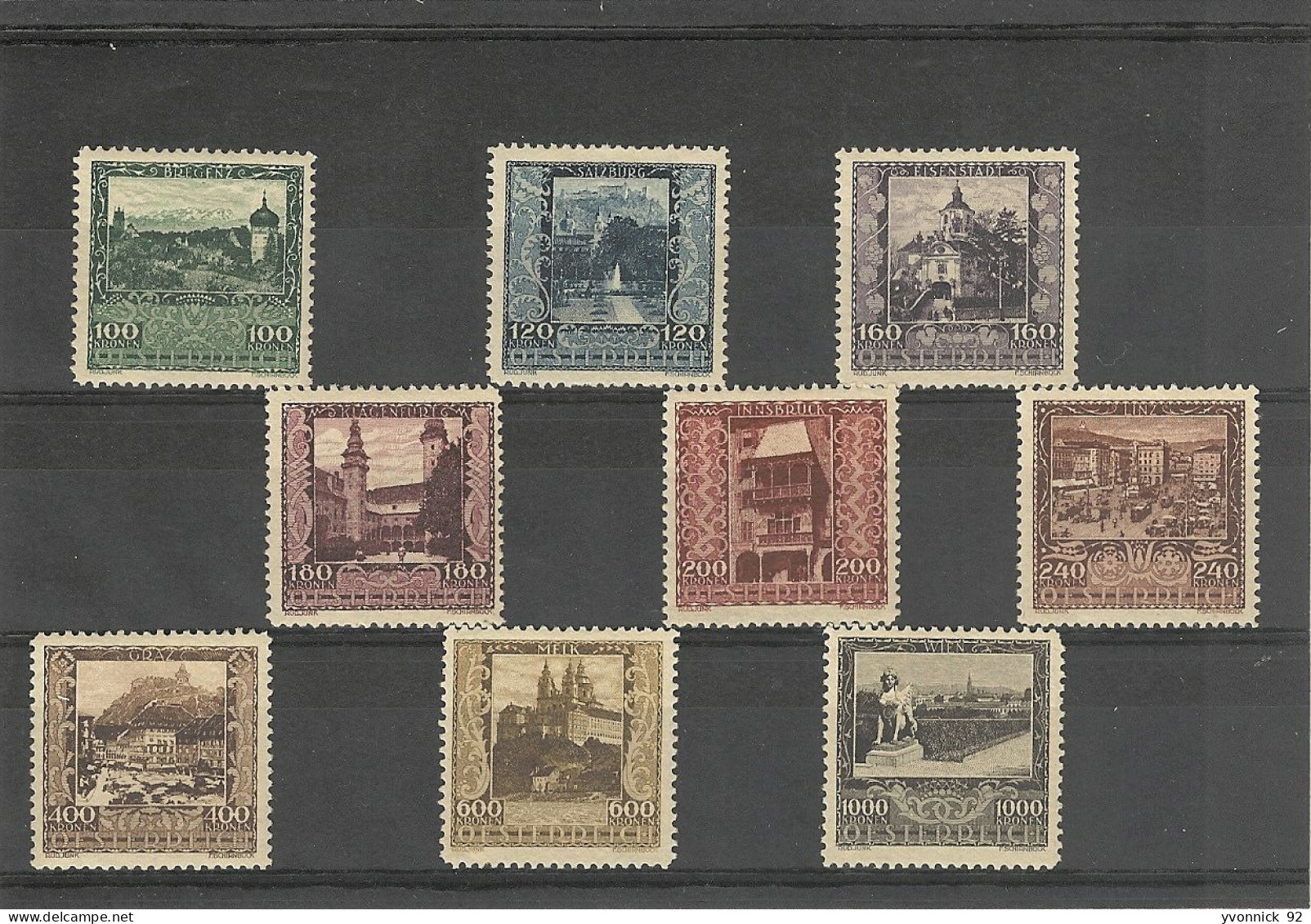 Autriche _  Villes _  (1923) N° 304/312 - Unused Stamps