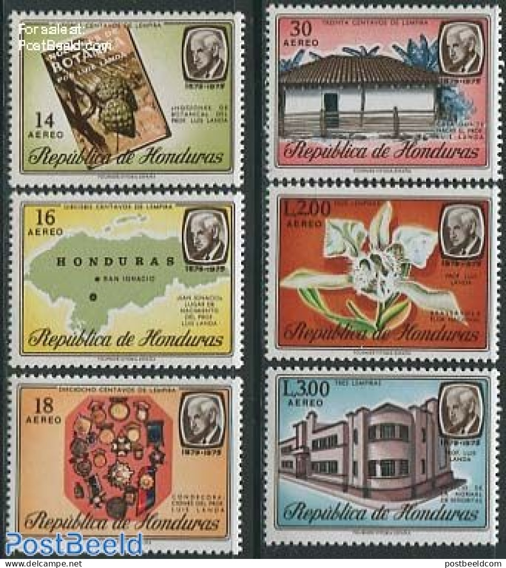 Honduras 1978 Luis Landa 6v, Mint NH, History - Nature - Various - Decorations - Flowers & Plants - Maps - Art - Books.. - Militaria