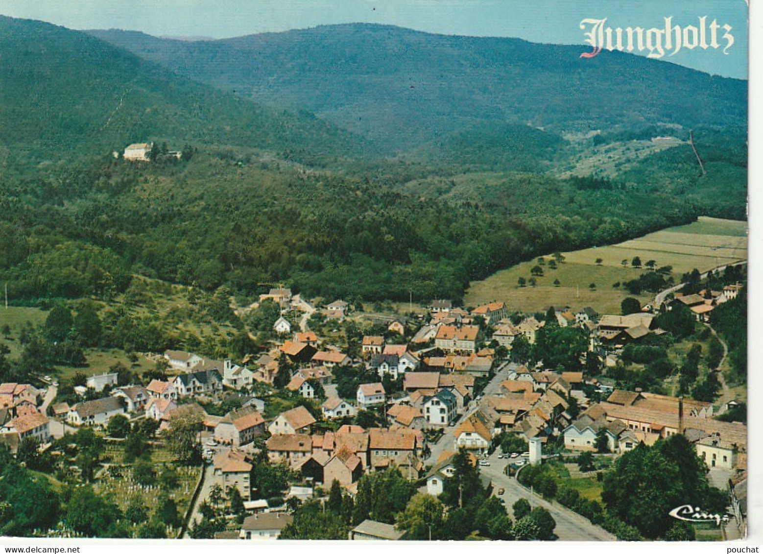 TE 21-(68) JUNGHOLTZ - VUE AERIENNE - AU FOND , LA MAISON DE REPOS " SAINTE ANNE " - CARTE COULEURS - 2 SCANS - Other & Unclassified