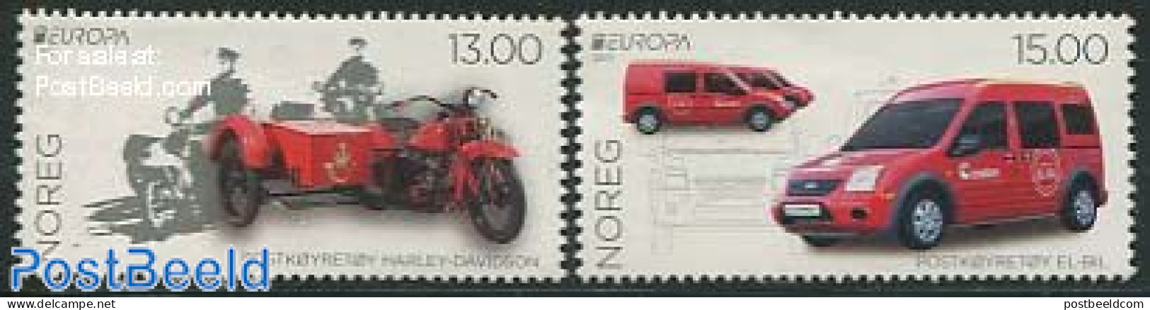 Norway 2013 Europa, Postal Transport 2v, Mint NH, History - Transport - Europa (cept) - Post - Automobiles - Motorcycles - Ongebruikt