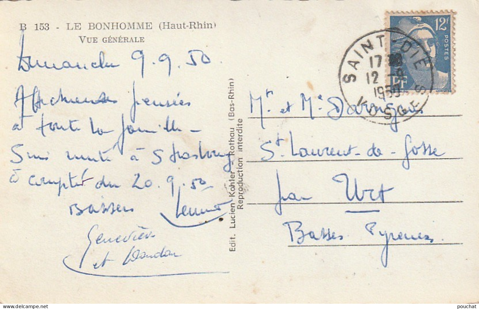 TE 21-(68) LE BONHOMME - VUE GENERALE - EDIT .  KOLHER , ROTHAU - 2 SCANS - Other & Unclassified
