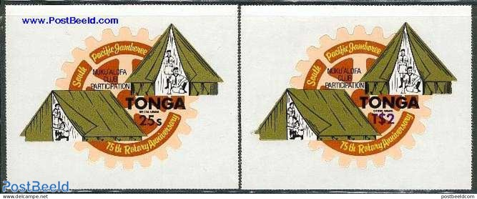 Tonga 1980 On Service, Scouting 2v, Mint NH, Sport - Various - Scouting - Rotary - Rotary, Lions Club