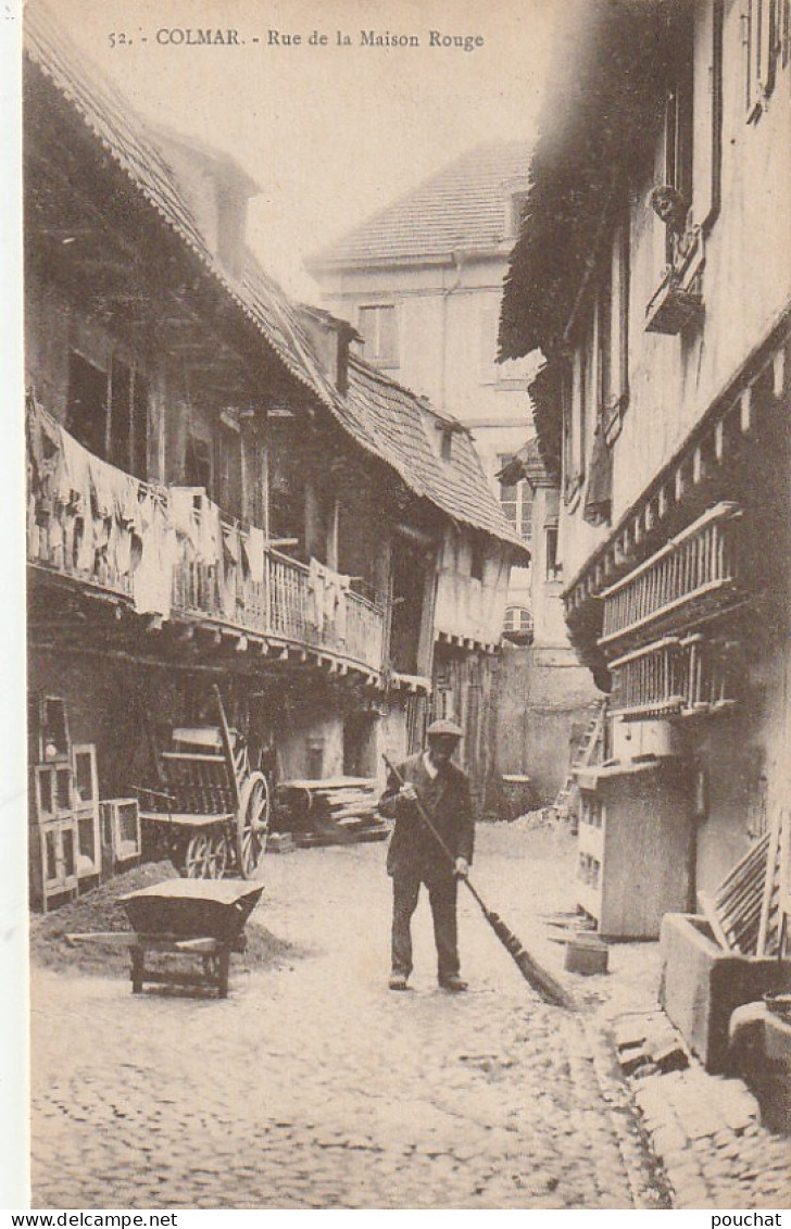 TE 21-(68) COLMAR - RUE DE LA MAISON ROUGE- ANIMATION - EDIT . BERGERET , STRASBOURG - 2 SCANS - Colmar