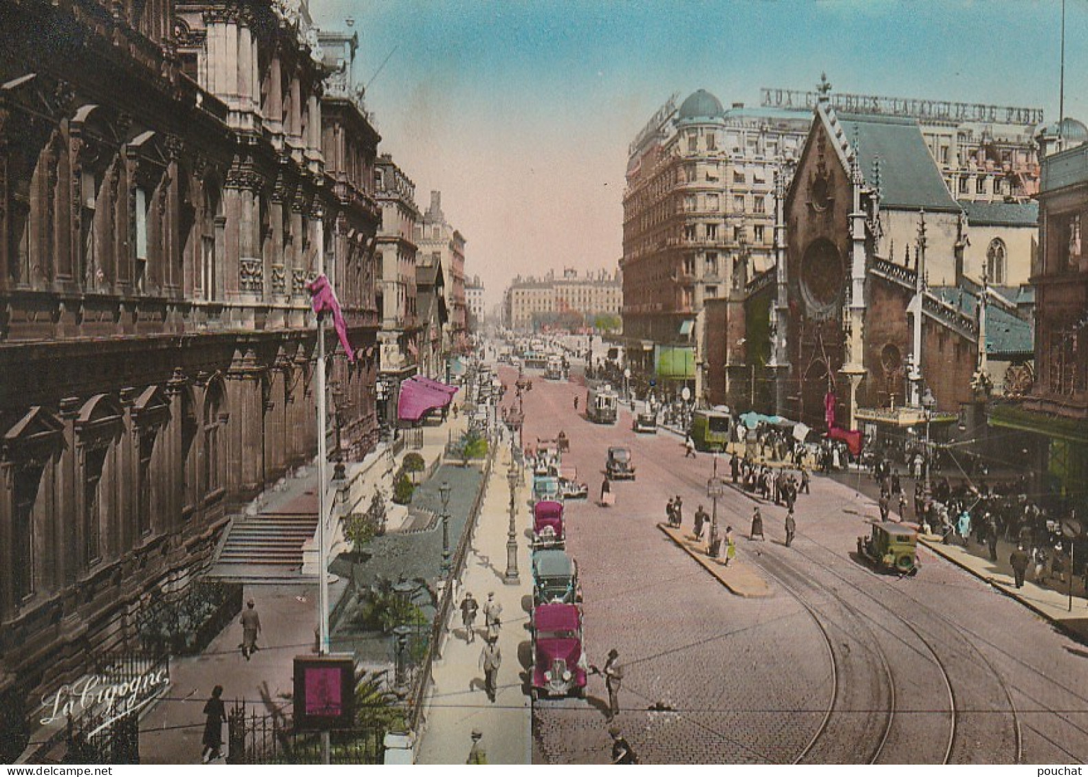 TE 22-(69) LYON - PLACE DES CORDELIERS , LA BOURSE ET L' EGLISE SAINT BONAVENTURE - CARTE COLORISEE - 2 CSANS - Lyon 2