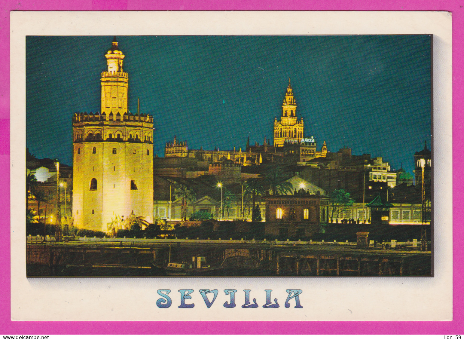 293753 / Spain - SEVILLA Torre Del Oro Night PC 1971 Cádiz Used 60Pta - Train "Talgo" 1945 Birth Of Alejandro Goicoechea - Lettres & Documents