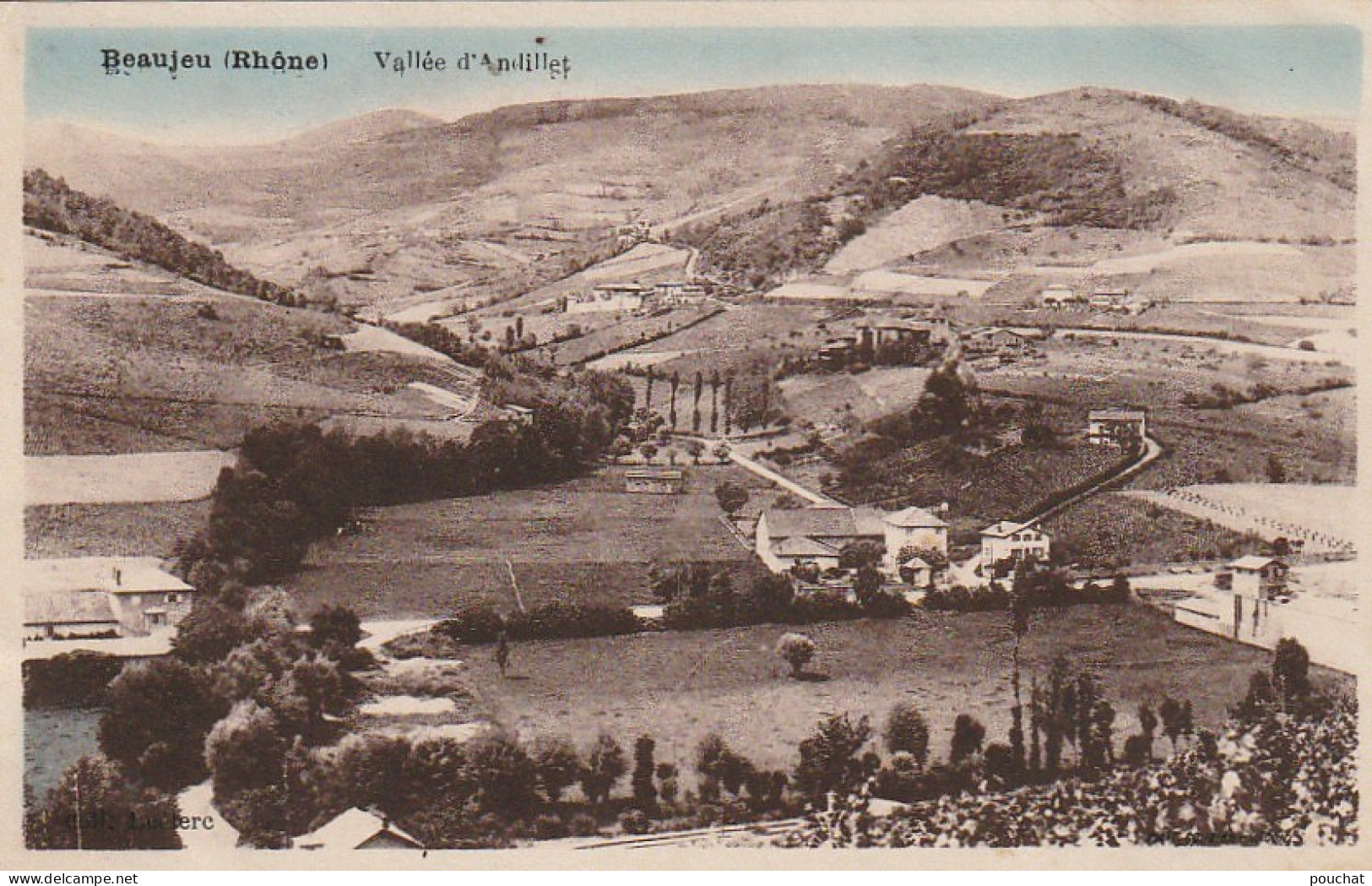 TE 22-(69) BEAUJEU - VALLEE D' ANDILLET - CARTE COLORISEE - 2 SCANS - Beaujeu