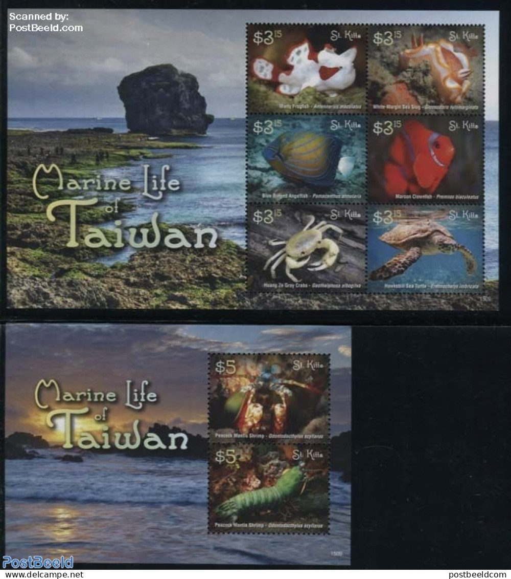 Saint Kitts/Nevis 2015 Marine Life Of Taiwan 2 S/s, Mint NH, Nature - Animals (others & Mixed) - Fish - Reptiles - She.. - Vissen