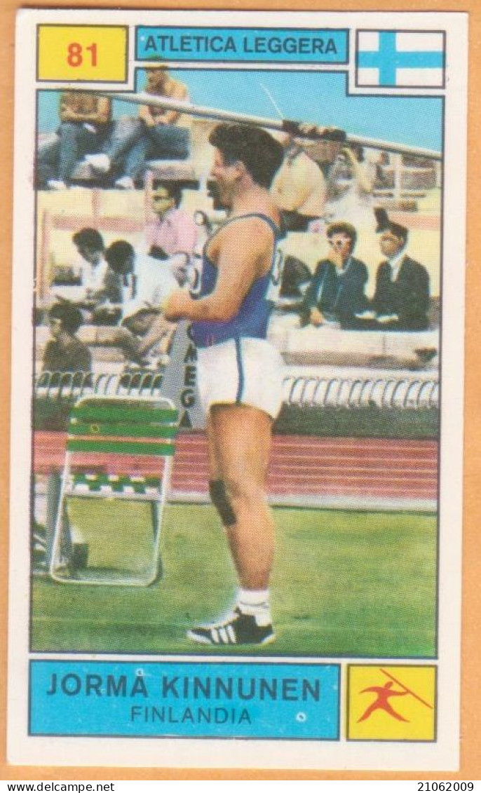 81 ATLETICA LEGGERA - JORMA KINNUNEN, FINLANDIA FINLAND - FIGURINA PANINI CAMPIONI DELLO SPORT 1969-70 - Athletics