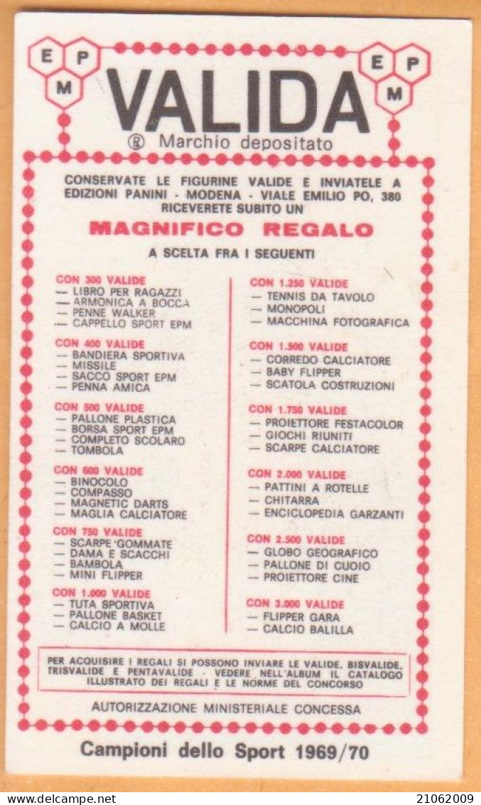 15 ATLETICA LEGGERA - ROGER BAMBUCK, FRANCIA FRANCE - VALIDA - FIGURINA PANINI CAMPIONI DELLO SPORT 1969-70 - Athlétisme