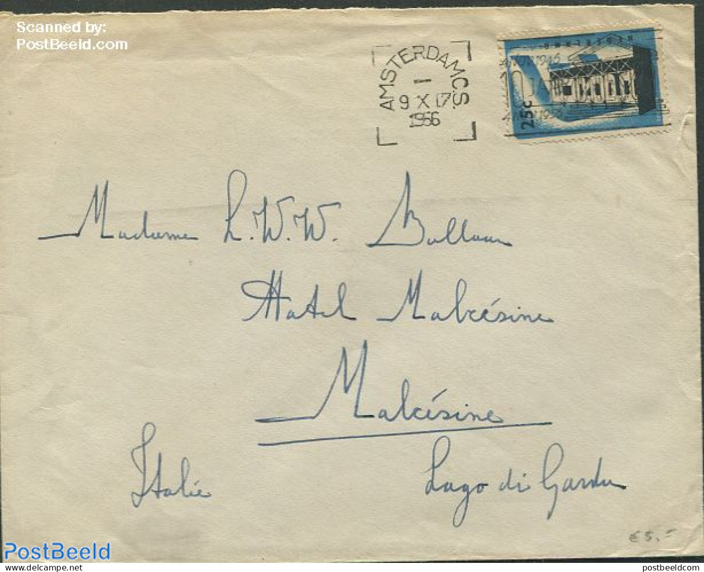 Netherlands 1956 Cover From Amsterdam To Italy, Postal History - Briefe U. Dokumente