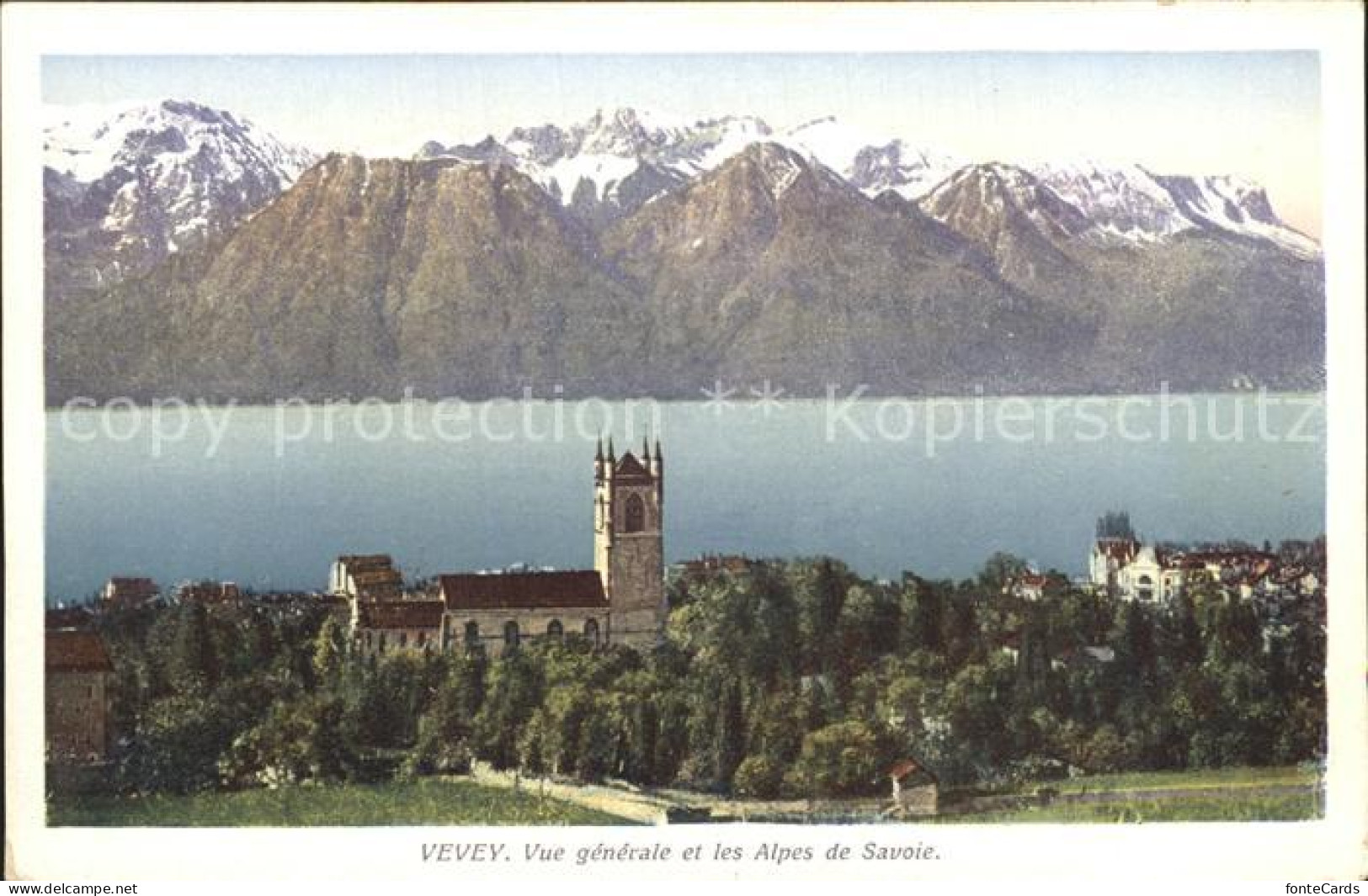 12321178 Vevey VD Vue Generale Eglise Lac Leman Alpes De Savoie Vevey - Sonstige & Ohne Zuordnung