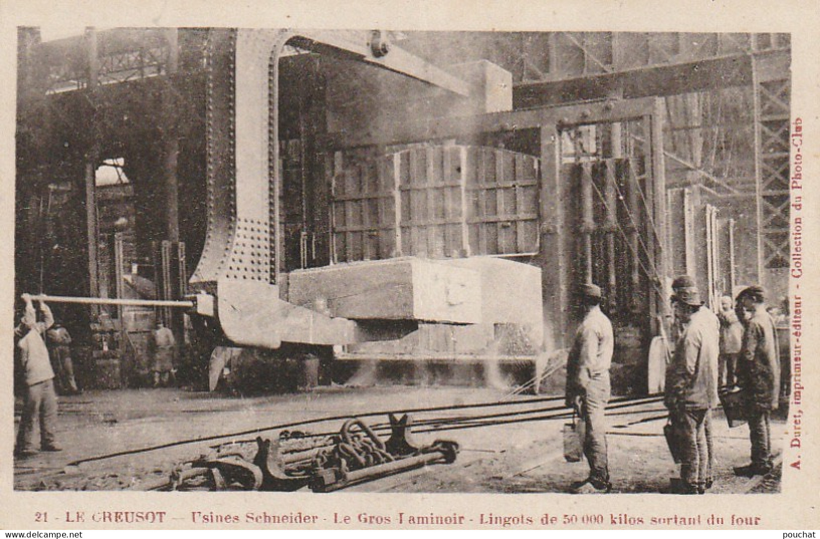 TE 23-(71) LE CREUSOT- USINES SCHNEIDER - LE GROS LAMINOIR - LINGOTS DE 50000 KILOS SORTANT DU FOUR- ANIMATION - 2 SCANS - Le Creusot