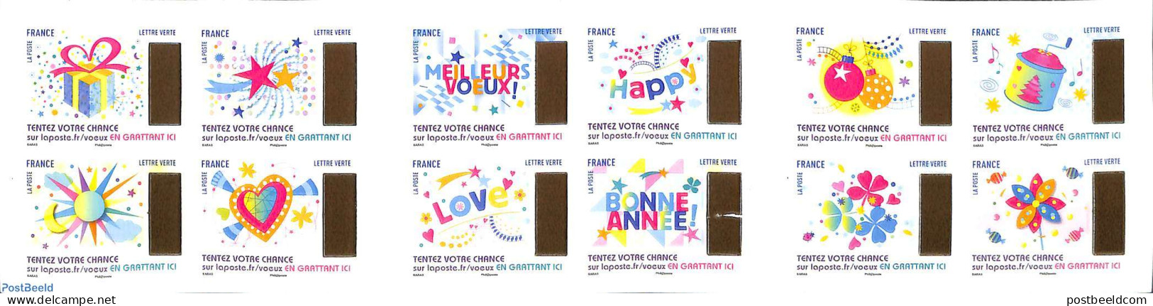 France 2017 Greetings & Wishing Stamps 12v S-a In Foil Booklet, Mint NH, Various - Stamp Booklets - Greetings & Wishin.. - Neufs