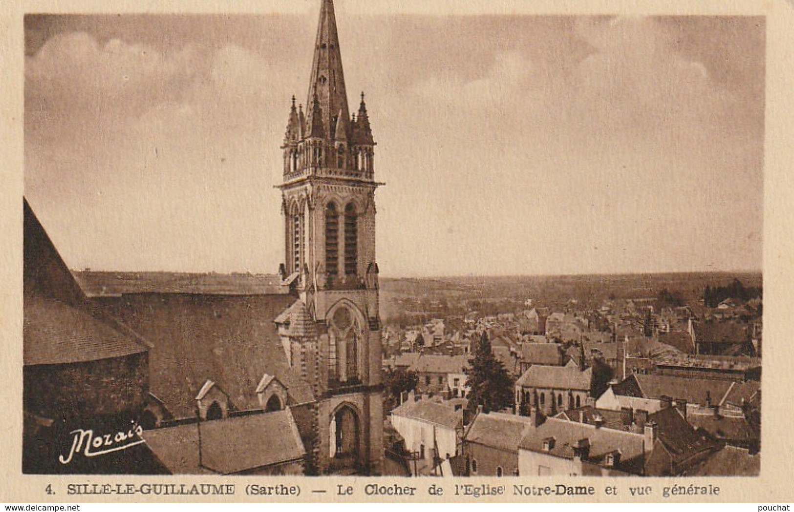 TE 24-(72) SILLE LE GUILLAUME - LE CLOCHER DE L' EGLISE NOTRE DAME ET VUE GENERALE - 2 SCANS - Sille Le Guillaume