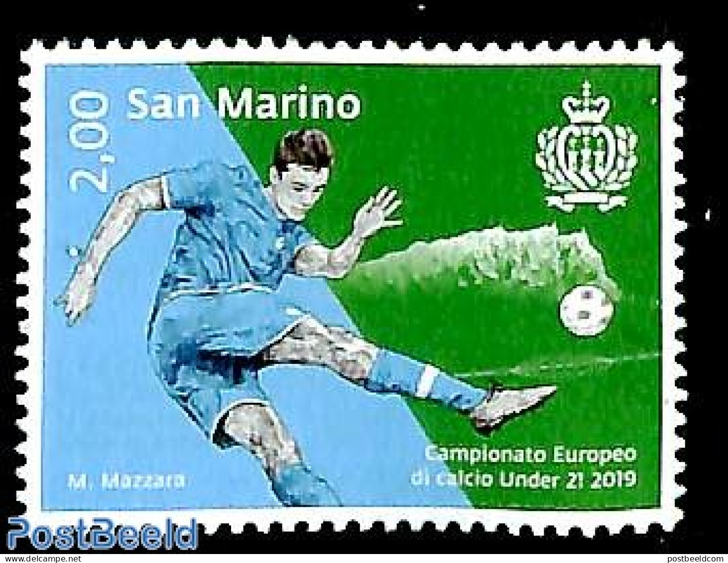 San Marino 2019 European Football Championship 1v, Mint NH, History - Sport - Europa Hang-on Issues - Football - Nuovi
