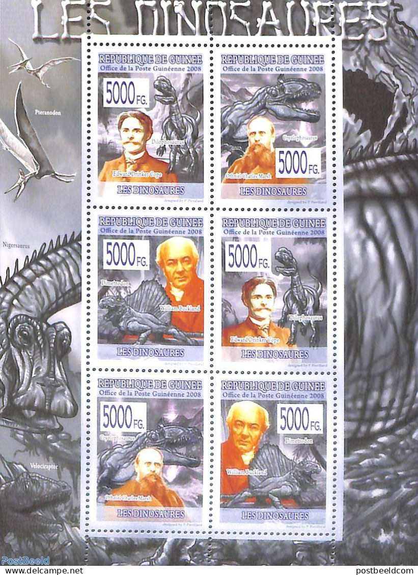 Guinea, Republic 2008 Dinosaurs 6v M/s, Mint NH, Nature - Prehistoric Animals - Préhistoriques