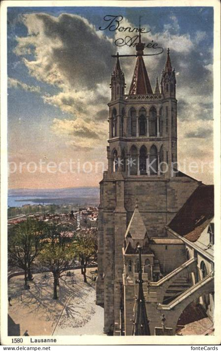 12321121 Lausanne VD Cathedrale Bonne Annee Neujahrskarte Lausanne - Sonstige & Ohne Zuordnung